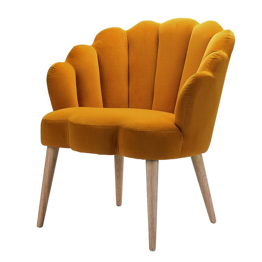 14 Karat Home Achille Mustard Scalloped Velvet Arm Chair