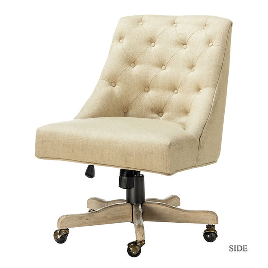 14 Karat Home Anselmo Linen Contemporary Adjustable Height Swivel Polyester Task Chair